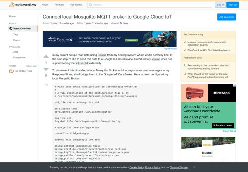 
                            8. Connect local Mosquitto MQTT broker to Google Cloud IoT  ...