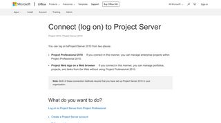 
                            4. Connect (log on) to Project Server - Office Support