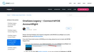 
                            12. Connect MYOB AccountRight – Support