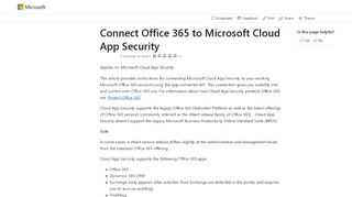 
                            12. Connect Office 365 to Cloud App Security | Microsoft Docs