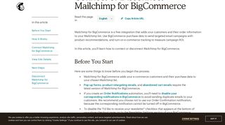 
                            11. Connect or Disconnect Mailchimp for BigCommerce