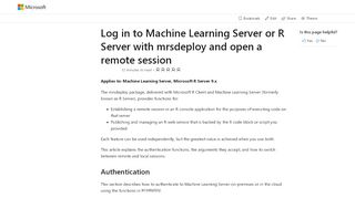 
                            1. Connect remotely using mrsdeploy - Machine Learning Server ...