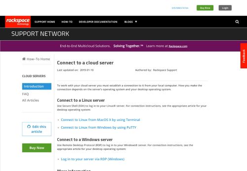 
                            5. Connect to a cloud server - Rackspace Support