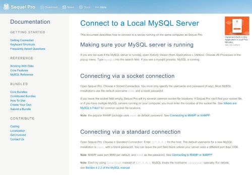 
                            1. Connect to a Local MySQL Server - Sequel Pro