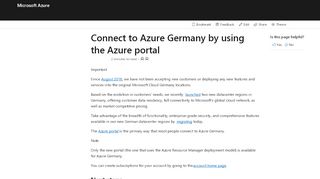 
                            4. Connect to Azure Germany by using the Azure portal | Microsoft Docs