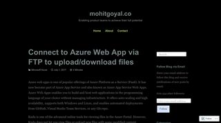 
                            12. Connect to Azure Web App via FTP to upload/download files ...