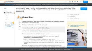 
                            3. Connect to JDBC using integrated security and specifying username ...