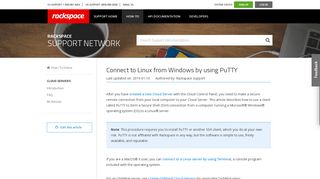 
                            12. Connect to Linux from Windows by using PuTTY - Rackspace Support