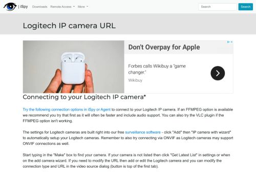 
                            5. Connect to Logitech IP cameras