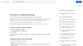 
                            8. Connect to mobile networks - Nexus Help - Google Support