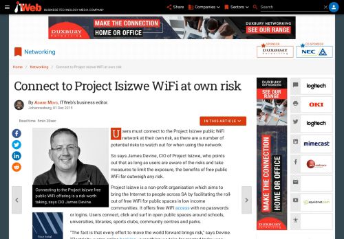 
                            4. Connect to Project Isizwe WiFi at own risk | ITWeb