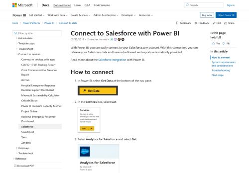 
                            13. Connect to Salesforce with Power BI - Power BI | Microsoft Docs