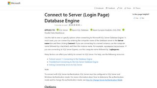 
                            13. Connect to Server (Login Page) Database Engine - Microsoft Docs