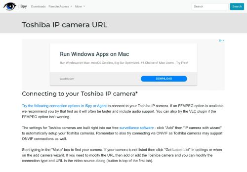 
                            8. Connect to Toshiba IP cameras