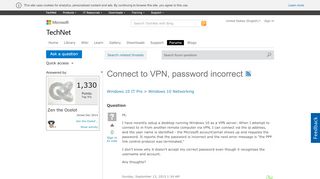 
                            8. Connect to VPN, password incorrect - Microsoft