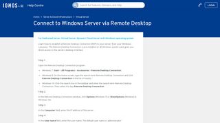 
                            4. Connect to Windows Server via Remote Desktop - 1&1 IONOS Help