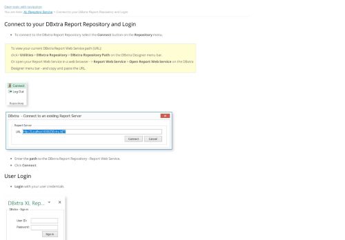 
                            12. Connect to your DBxtra Report Repository and Login