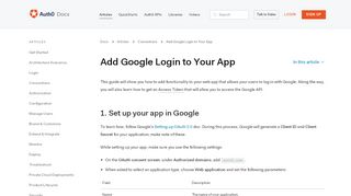 
                            11. Connect your app to Google - Auth0