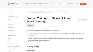 
                            10. Connect your app to Microsoft Azure Active Directory - Auth0