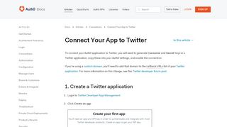 
                            7. Connect Your App to Twitter - Auth0