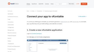 
                            4. Connect your app to vKontakte - Auth0