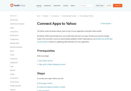 
                            8. Connect your app to Yahoo! - Auth0