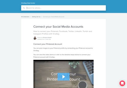 
                            2. Connect your Social Media Accounts | Viraltag Help Center