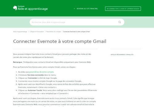 
                            8. Connecter Evernote avec votre compte Gmail – Aide & apprentissage ...