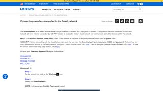 
                            5. Connecting a wireless computer to the Guest network - Linksys