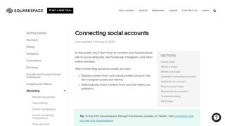 
                            3. Connecting social accounts – Squarespace Help