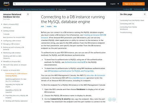 
                            3. Connecting to a DB Instance Running the MySQL Database Engine ...