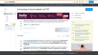 
                            1. Connecting to Azure website via FTP - Stack Overflow
