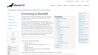 
                            1. Connecting to MariaDB - MariaDB Knowledge Base