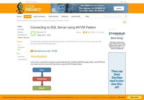 
                            1. Connecting to SQL Server using MVVM Pattern - CodeProject