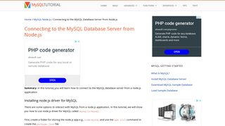 
                            9. Connecting to the MySQL Database Server from Node.js