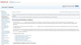 
                            12. Connecting with DataSource Objects (The Java™ Tutorials > JDBC ...