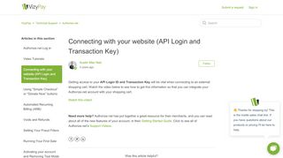 
                            9. Connecting with your website (API Login and Transaction Key) - VizyPay