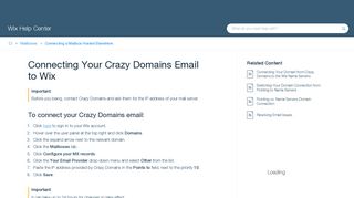
                            3. Connecting Your Crazy Domains Email to Wix | Help Center | Wix.com