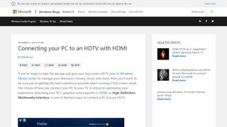 
                            10. Connecting your PC to an HDTV with HDMI | Windows Experience Blog