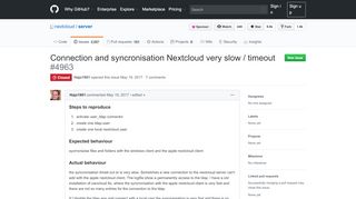 
                            7. Connection and syncronisation Nextcloud very slow / timeout · Issue ...