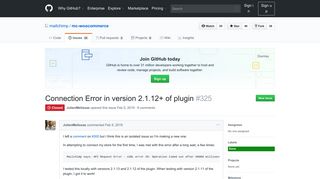 
                            10. Connection Error in version 2.1.12+ of plugin · Issue #325 ... - GitHub