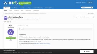 
                            2. Connection Error - WHMCS.Community