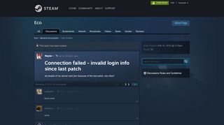 
                            2. Connection failed - invalid login info since last patch :: Eco General ...