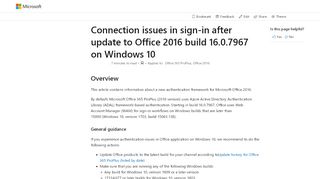
                            10. Connection issues in sign-in after update to Office 2016 build 16.0 ...