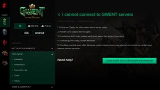 
                            5. Connection issues on the PC - GWENT®: The Witcher Card Game