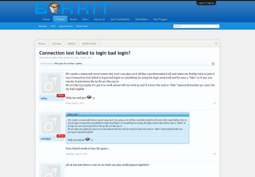 
                            1. Connection lost failed to login bad login? | Bukkit Forums