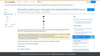 
                            1. Connection reset by peer: mod_fcgid: error reading data from ...