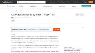
                            12. Connection Reset By Peer - Wyse T10 - Citrix Forum - Spiceworks ...