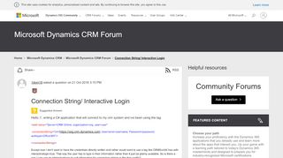 
                            7. Connection String/ Interactive Login - Microsoft Dynamics CRM Forum ...