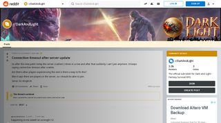 
                            5. Connection timeout after server update : DarkAndLight - Reddit
